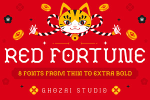 Red Fortune - Asian Inspired Font, a Slab Serif Font by ghozai studio