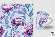 Purple Carnation Flower Patterns, a Pattern Graphic by Creative Store (Thumbnail 2 of 5)