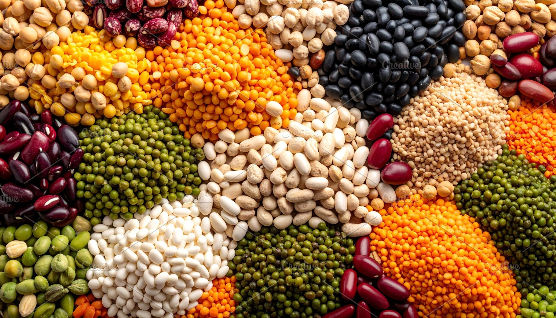 mixed legumes top flat view AI generated, a Photo by WorldPhotos