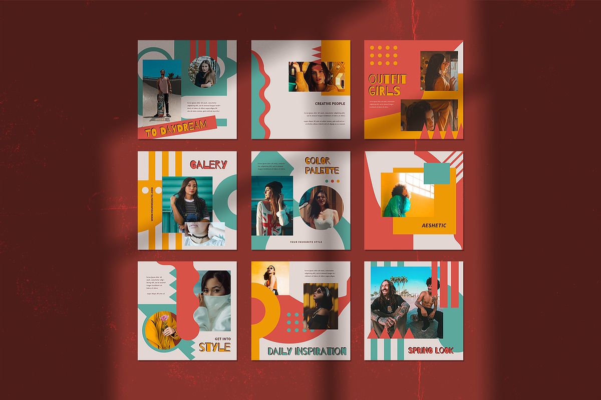 Geomei 90' Instagram Templates, a Social Media Template by Azruca (Photo 2 of 9)