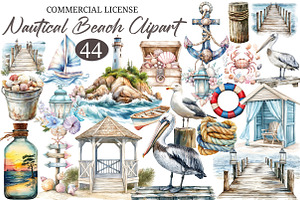 Nautical Beach Clipart Bundle, a Decorative Illustration by designcity5