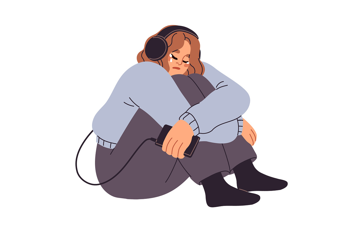 Depressed teenagers. Sad teens set, a Person Illustration by Good Studio (Photo 2 of 6)