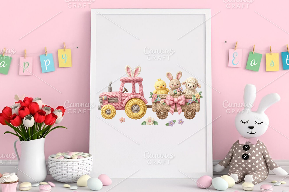 Crochet Easter Tractor PNG, an Illustration by Canvas Craft (Photo 4 of 6)