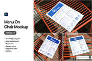 Menu On Chair Mockup, an Advertising Mockup by SLAB! Design (Thumbnail 1 of 5)