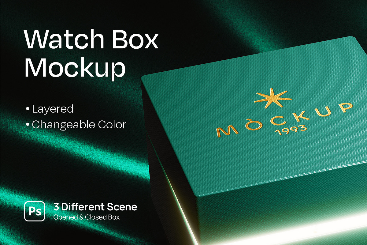 Grandeur: Luxury Watch Box Mockup, a Packaging Mockup by ABAMockups (Photo 1 of 5)