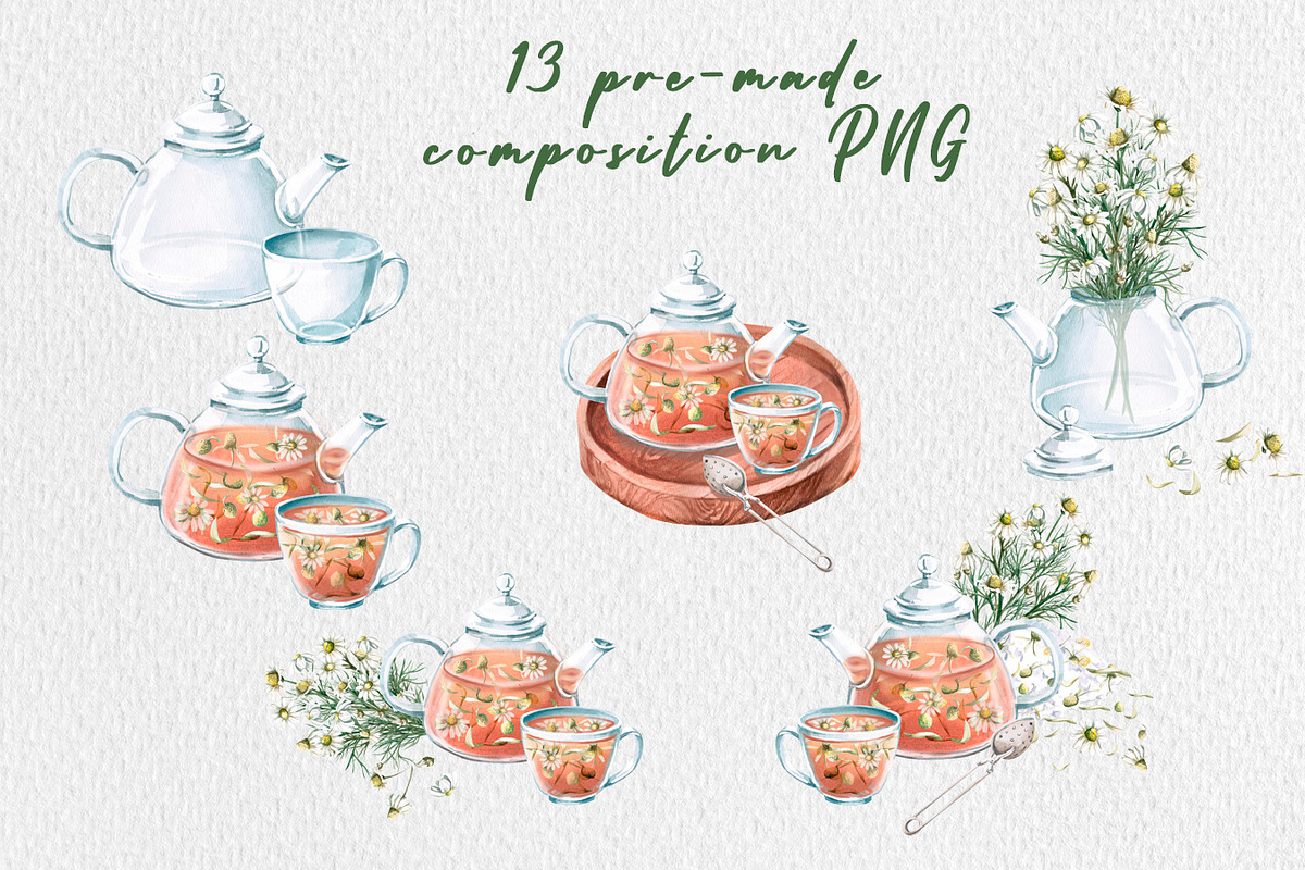 Chamomile watercolor clip art, a Decorative Illustration by SvetLana (Photo 5 of 13)