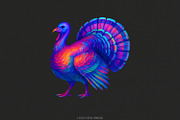 Colorful Neon Turkey PNG, Vibrant, an Illustration by SharpMarketplace (Thumbnail 1 of 5)