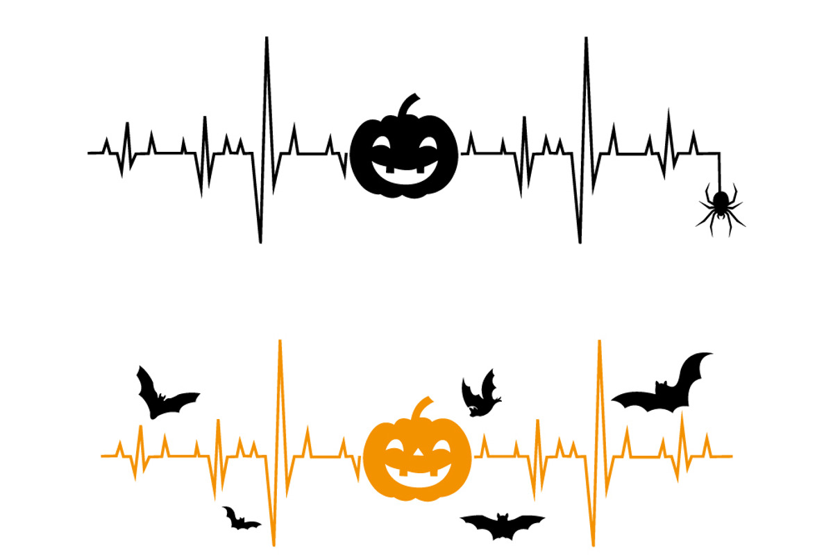 Halloween heartbeat and pumpkin., an Illustration by Tanysl (Photo 1 of 4)
