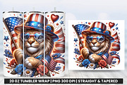 Lion 4th of July Tumbler Wrap Design, an Object Graphic by Creative Arslan (Thumbnail 1 of 3)