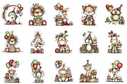 Whimsical Birthday Party Animals Cli, an Illustration by designcity5 (Thumbnail 2 of 5)