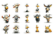 Whimsical Funny Animal Clipart, an Illustration by CreationArt (Thumbnail 4 of 5)