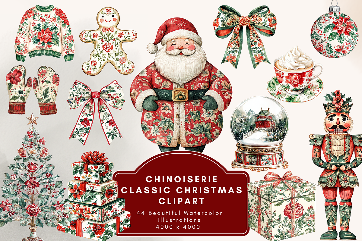 Chinoiserie Red & Green Christmas, an Illustration by NadiaTheronArt (Photo 1 of 4)