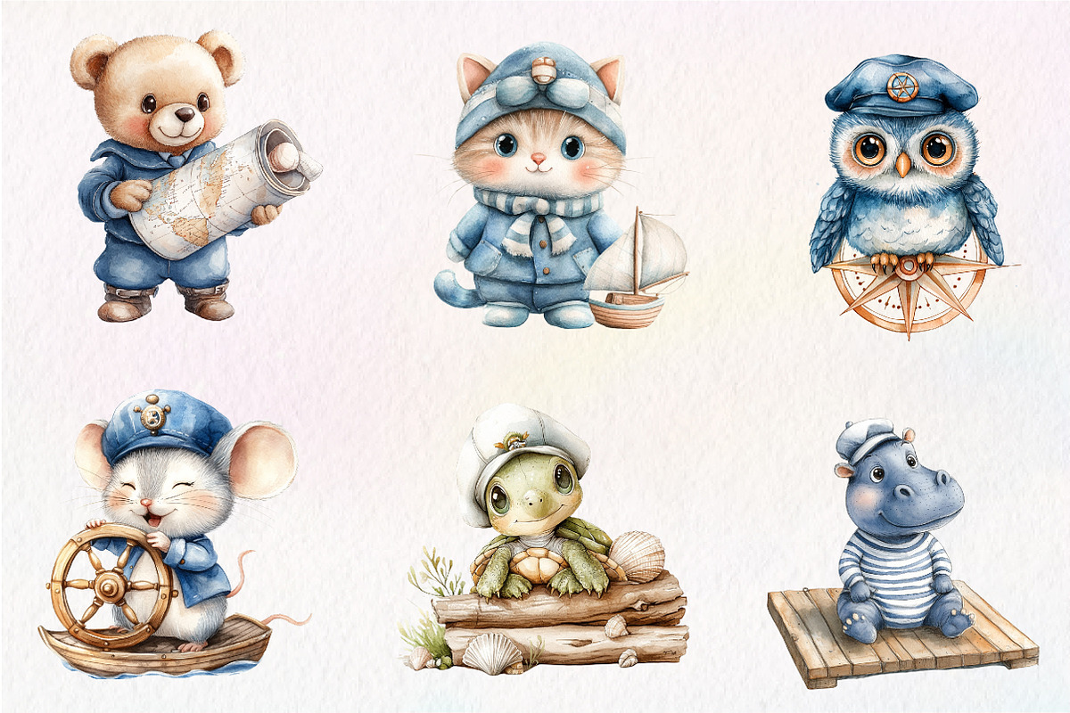Nautical Clipart, Baby Sailor Clipar, an Illustration by CreationArt (Photo 7 of 9)