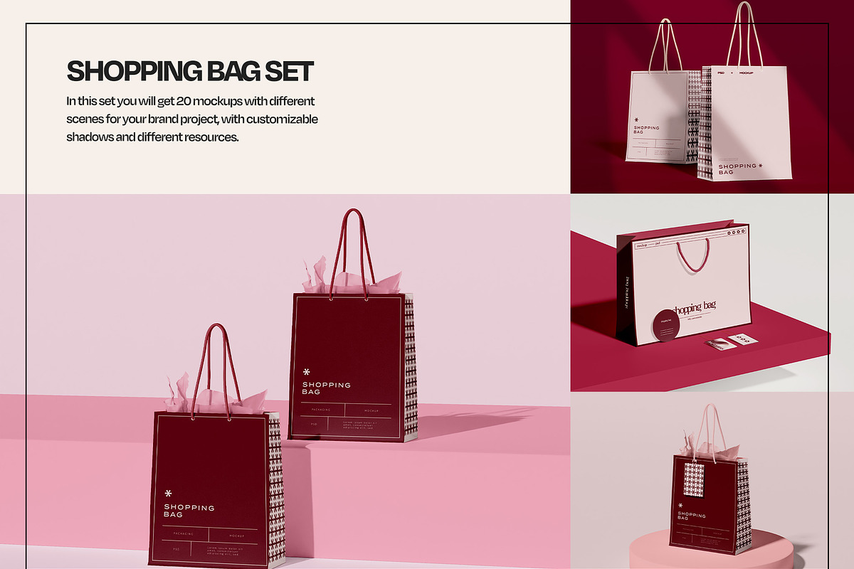 Luxury Shopping Bag Mockup Set, a Packaging Mockup by Mego-studio (Photo 3 of 7)