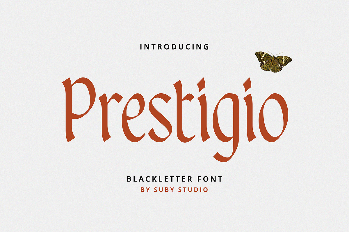 Prestigio, a Blackletter Font by Suby Studio (Photo 1 of 7)