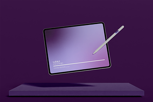 Floating Tablet Or Stylus Pen Mockup