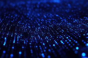 Dynamic display of blue binary data, a Photo by Iftikhar Alam