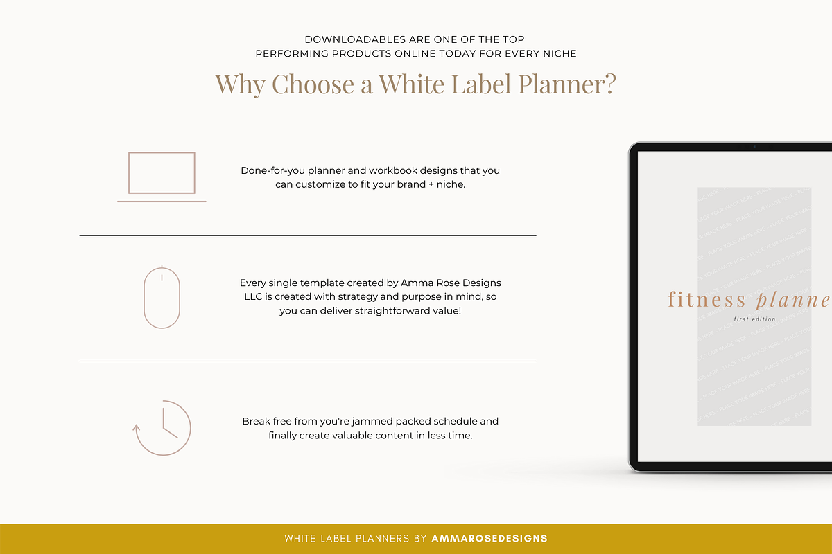 White Label Fitness Planner, a Stationery Template by ammarosedesignsllc (Photo 2 of 10)