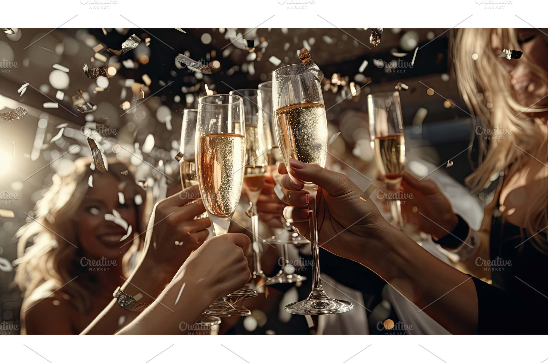 toasting silver champagne ai, a Food & Drink Photo by pikepicture