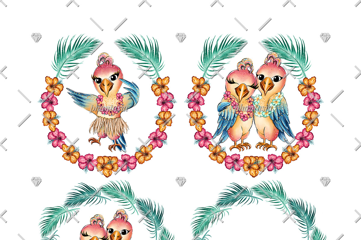 Cute Parrots Watercolor Cliparts, an Animal Illustration by Phantasia Design (Photo 6 of 8)