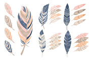 Navy & Blush Feather Vector Clipart, an Illustration by Amanda Ilkov (Thumbnail 4 of 4)