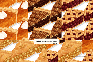 Autumn Thanksgiving Pies Pattern Set