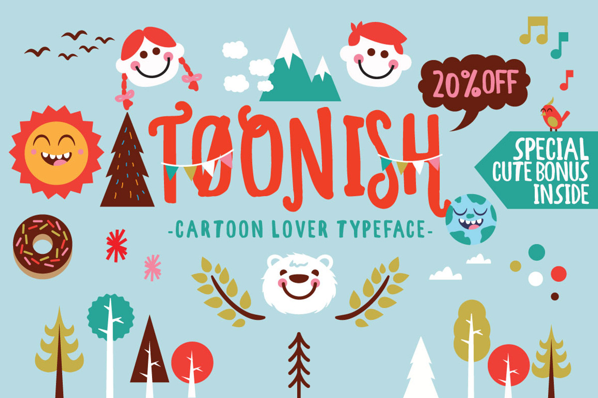 Toonish Typeface + Bonus (20%off)