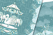 Carousel in blue, a Pattern Graphic by DarinaDigital (Thumbnail 6 of 6)