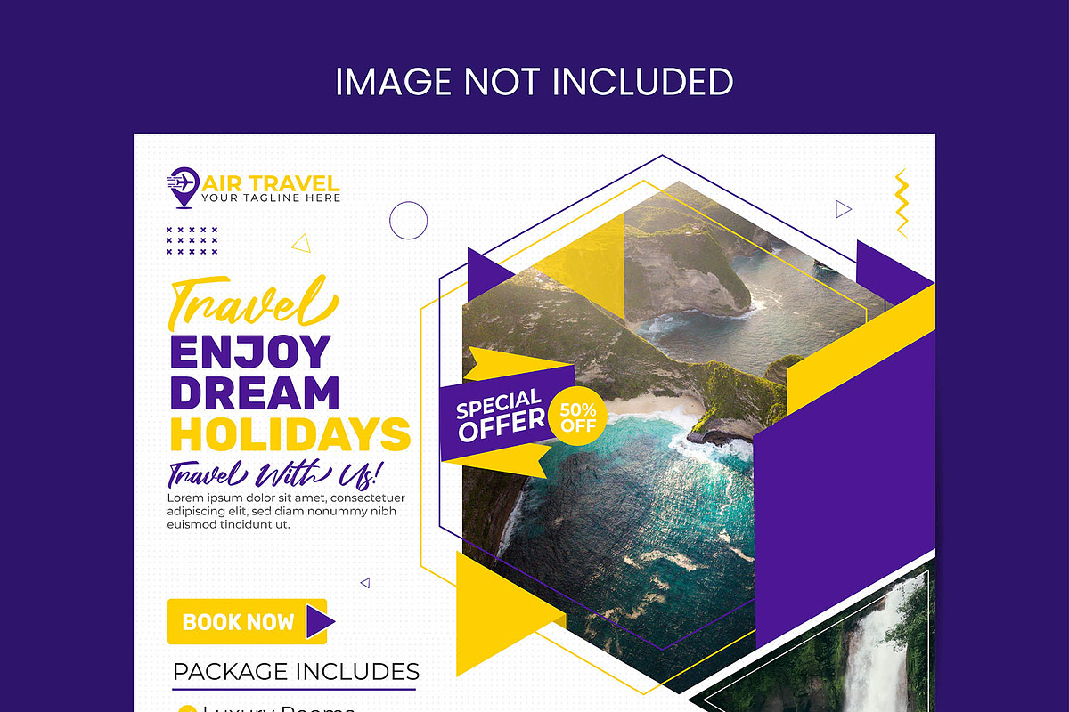 Travel Agency Social Media Post, a Marketing Template by Photoshop Action (Photo 5 of 18)