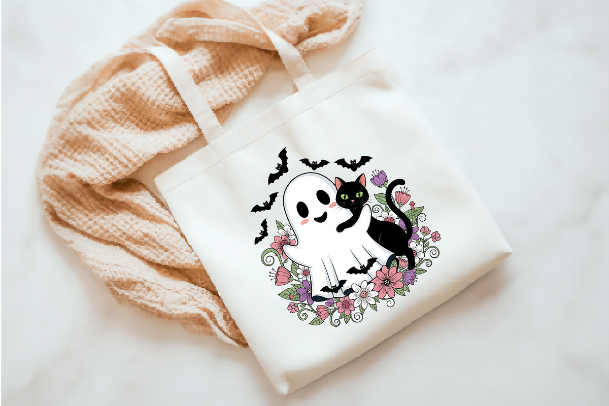 Ghost And Cat Png, Cats Halloween, an Illustration by Watercolor design (Photo 2 of 3)