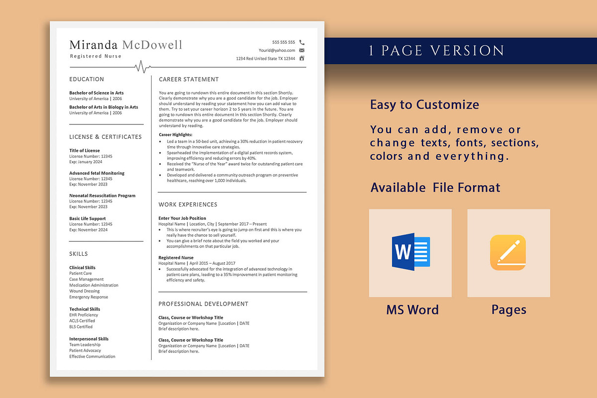 Professional RN Resume, a Resume Template by VictoriousVita (Photo 2 of 8)