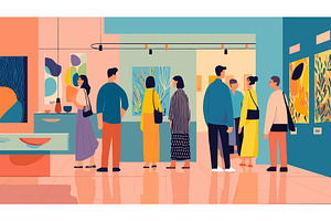 People exhibition museum. Crowded, a Person Illustration by Stock-Smart-Start