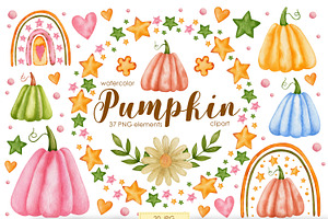 Watercolor Pumpkin Clipart
