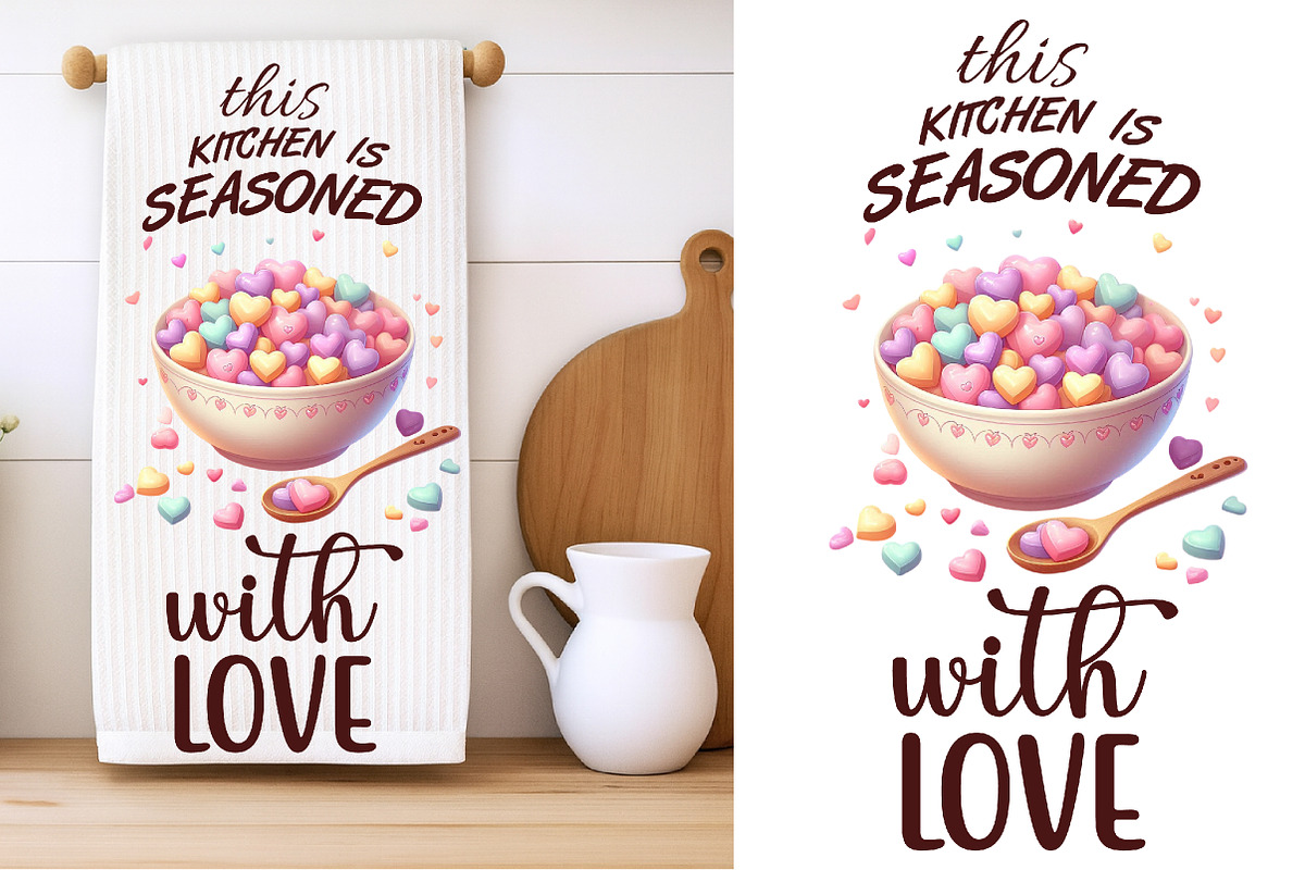 Valentine Hearts Kitchen Towel PNG, an Illustration by SinaCreation (Photo 2 of 4)