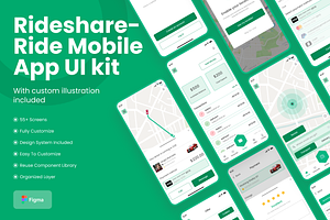 Rideshare Ride Mobile App UI kit