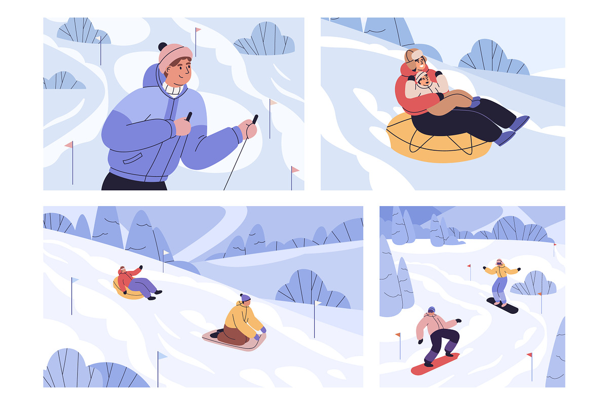 People doing winter sports set, a Sport Illustration by Good Studio (Photo 1 of 5)