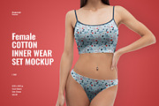 Female Cotton Inner Wear Set Mockup, an Apparel Mockup by Designertale (Thumbnail 1 of 6)