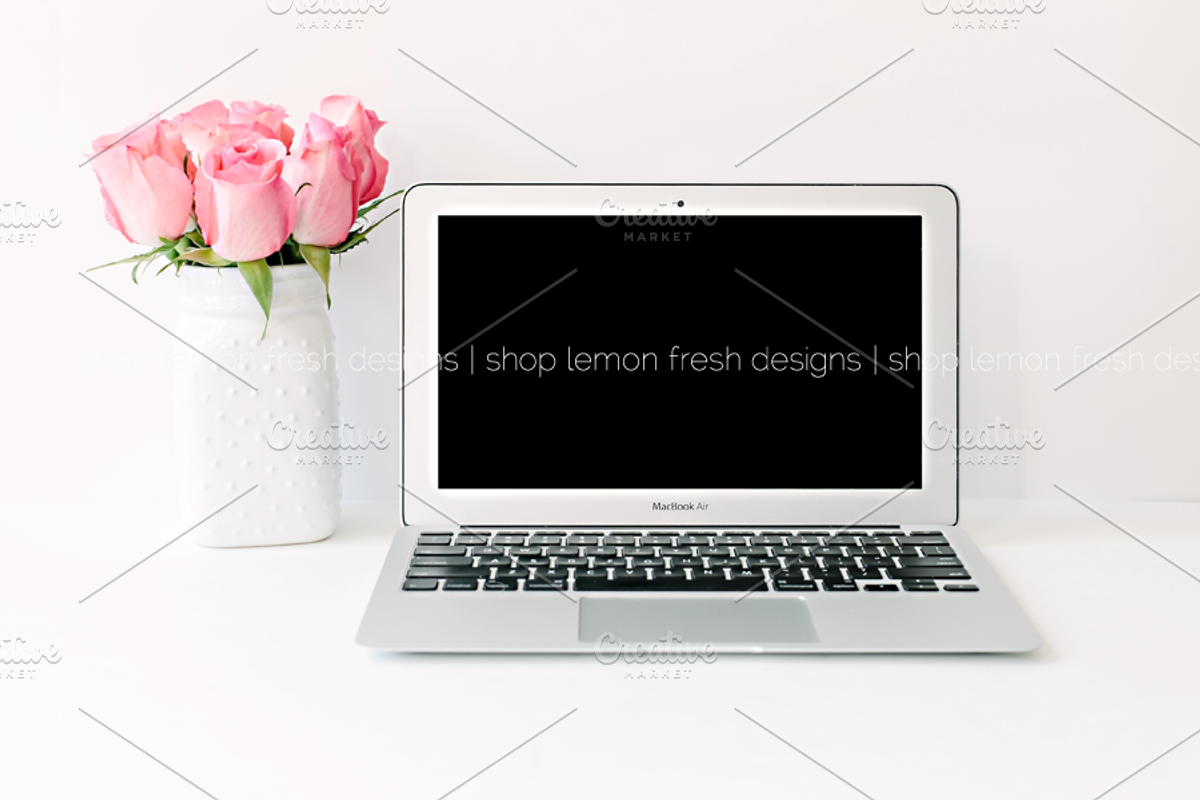 Pink and White Styled Stock Image, a Mac Mockup by White Turquoise Co.