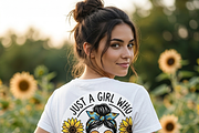 Just A Girl Who Loves Sunflowers PNG, a Shirt Mockup by Vector Stall (Thumbnail 5 of 15)