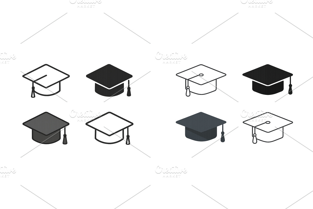 Collection of graduation caps in, an Education Illustration by ZinetroN