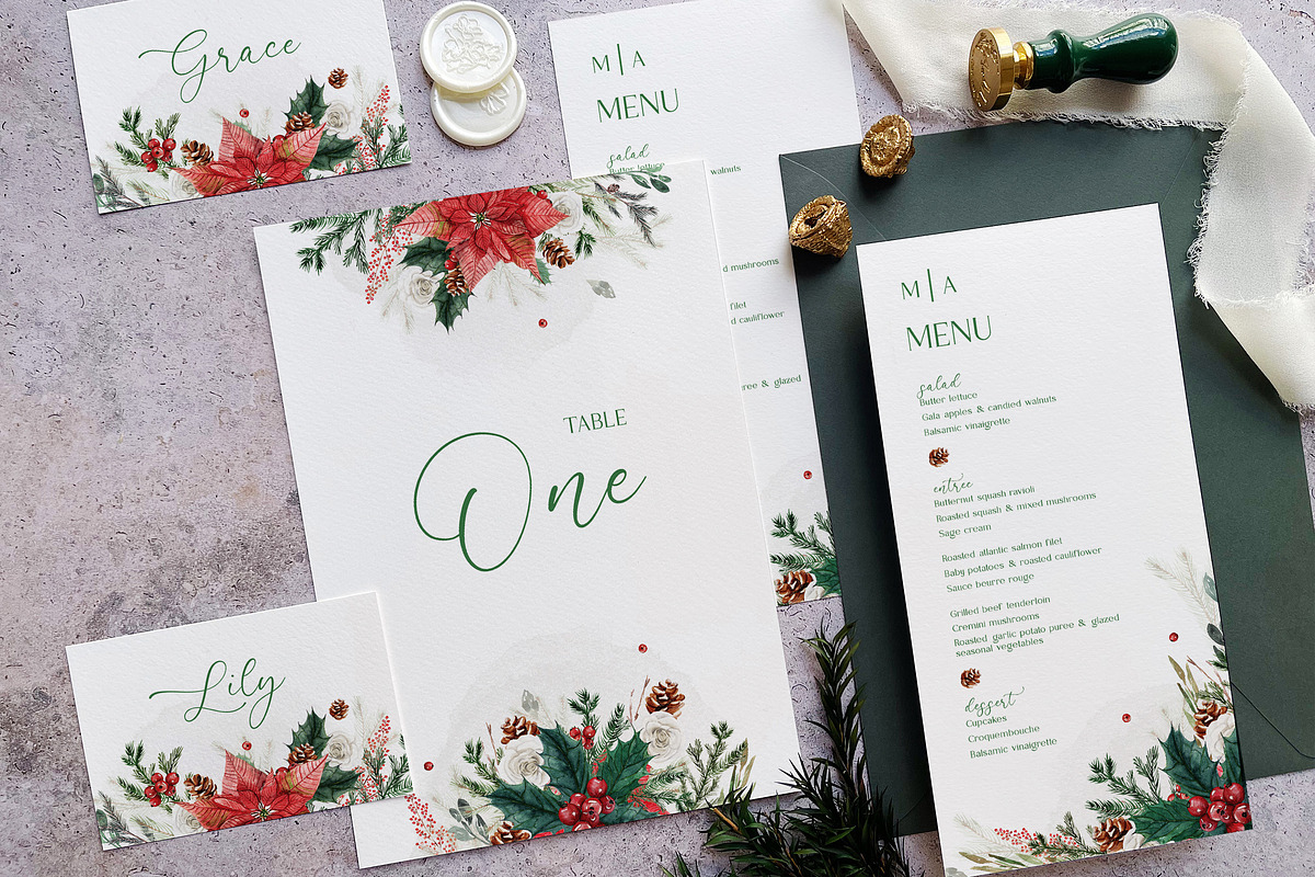 Christmas Wedding Suite, an Invitation Template by BlueRobinDesignShop (Photo 4 of 5)