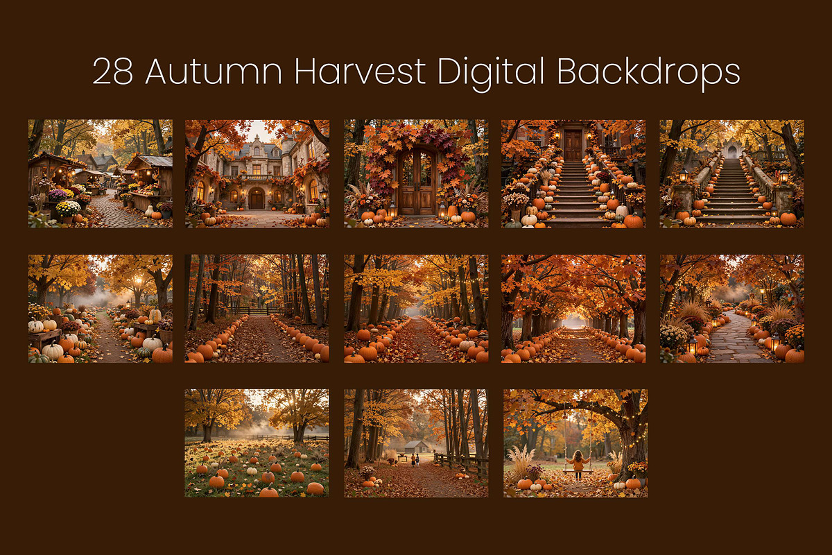 28 Autumn Harvest Digital Backdrops, a Background Graphic by 3Motional (Photo 10 of 18)