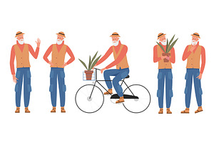 Elderly Man Poses in Casual Outdoor, a Person Illustration by Flashvector