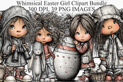 Whimsical Easter Girl Clipart Bundle, an Illustration by Canvas Craft (Thumbnail 1 of 7)