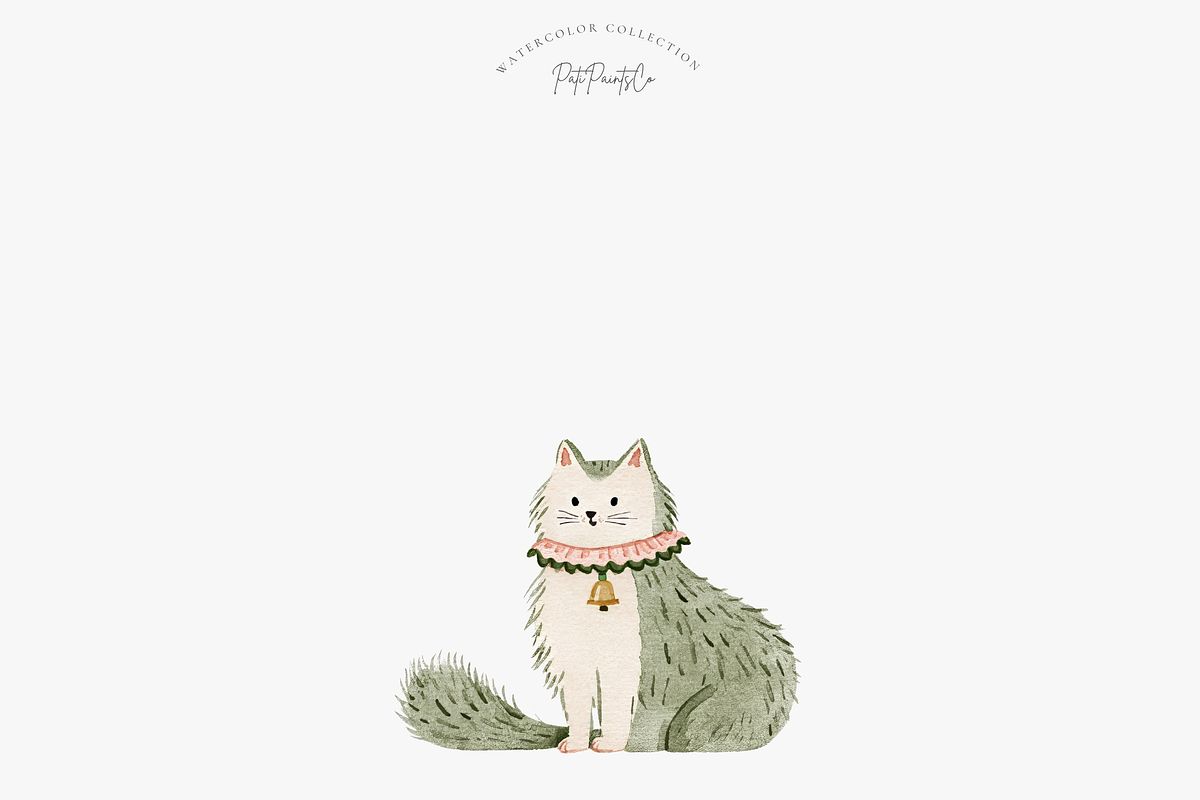 Christmas Cat Clipart Set, an Animal Illustration by Pati Paints (Photo 2 of 12)