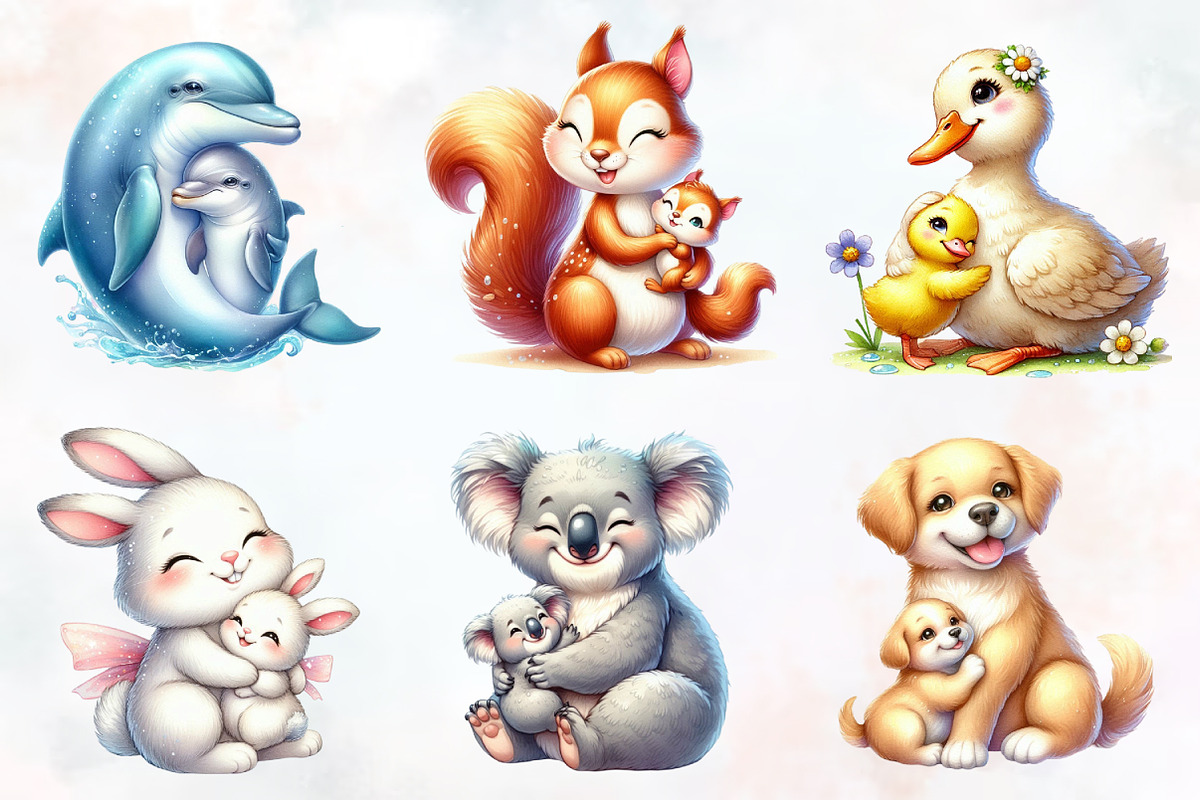 Mothers day animals Clipart, an Illustration by RobertsArt (Photo 7 of 7)