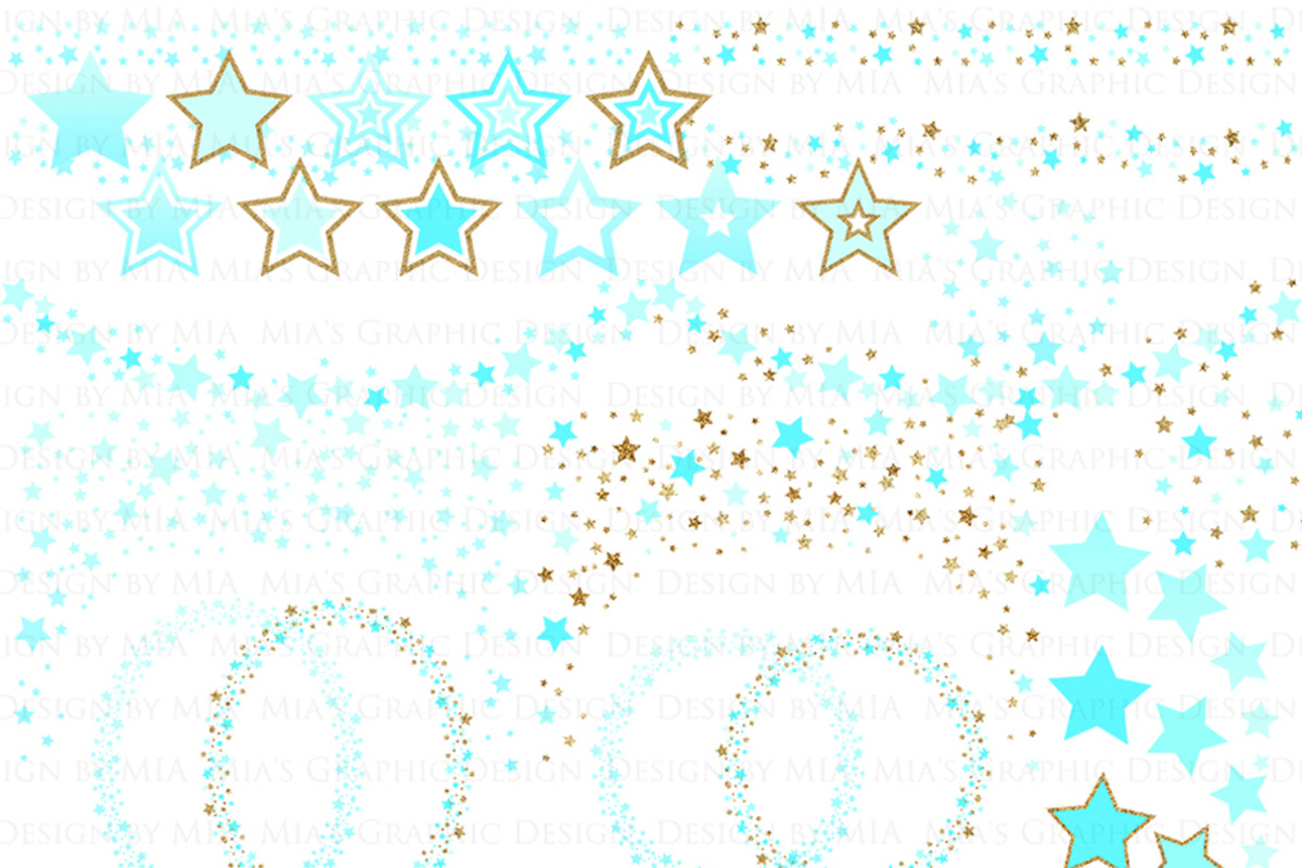 Pink Light Blue Gold Stars, a Texture Illustration by Mia's Graphic Design (Photo 4 of 9)