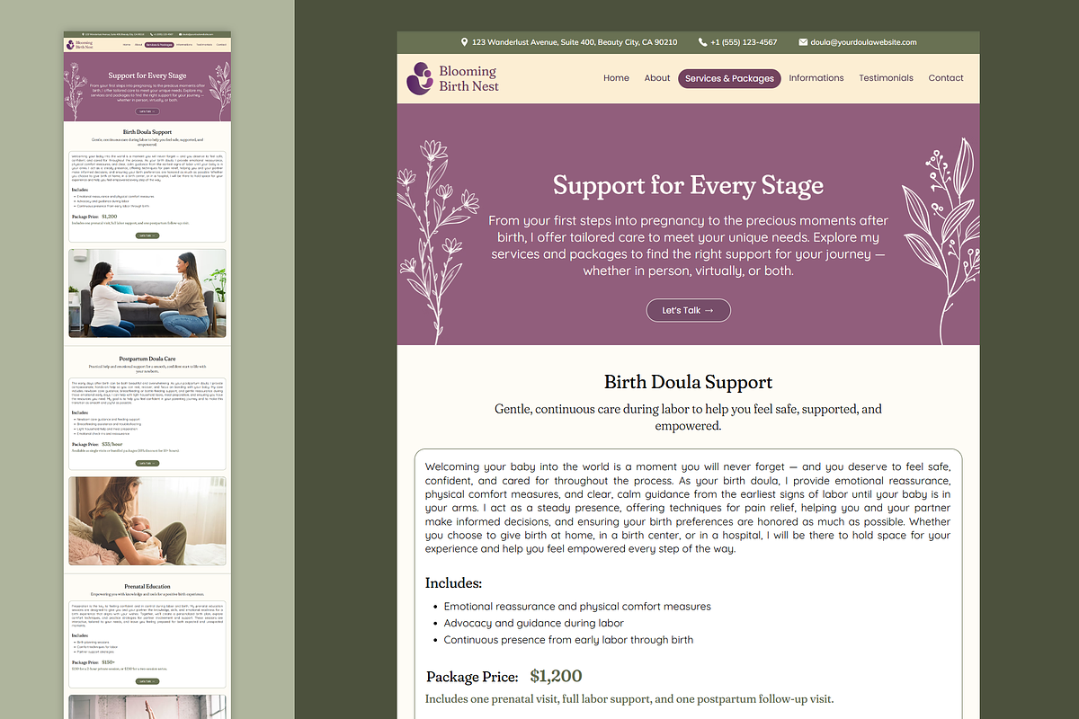 Birth Doula Wix Studio Website preview 8