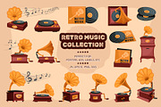 Vintage Gramophone. Vinyl Record Set, an Object Illustration by Lettering_Logo (Thumbnail 1 of 3)