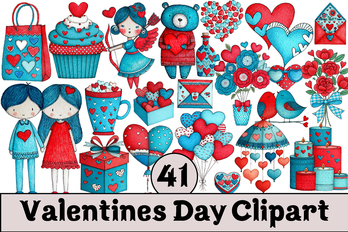 Valentines Day Clipart, an Illustration by Design Market (Photo 1 of 3)